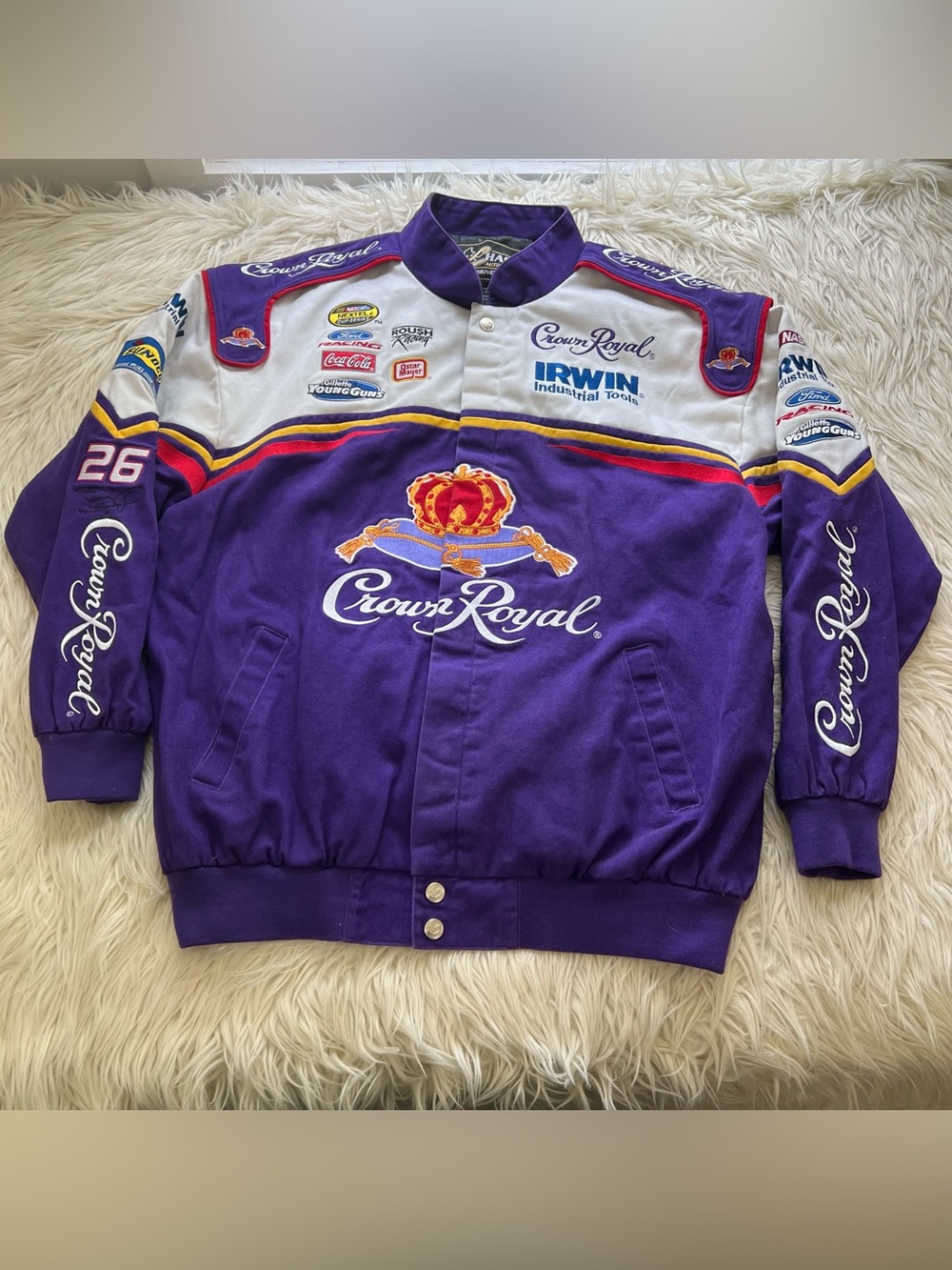 Jamie McMurray Jacket Mens XL Purple NASCAR Racing Crown Royal Chase Authentics